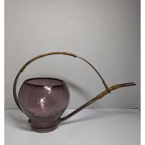 Amici Italian Amethyst Purple Blown Art Glass Watering Can Copper Spout Handle